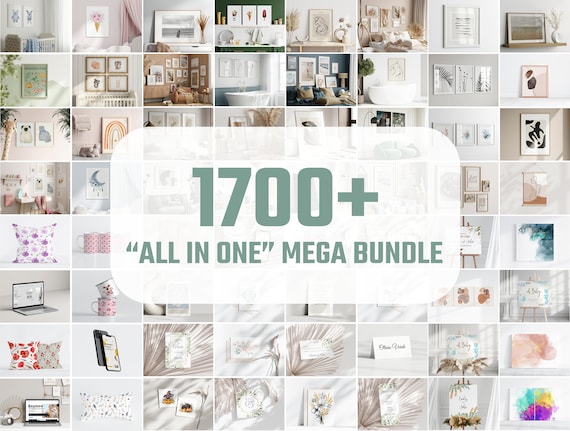 Mega Mockup Bundle - Frame, Mug, Wall, Card, Device, Pillow (Digital Download)