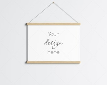 Wooden Magnetic Poster Frame Mockup, Minimalist Mockup (PSD JPG PNG)