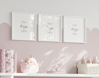 Maqueta de marco rosa para habitación infantil (PSD y JPG)