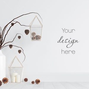 Empty Wall Mockup, Christmas Interior Mockup, Blank Wall Mockup, Living Room Wall Mockup, Wall Mockup