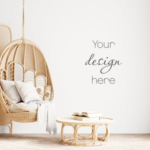 Blank Wall Mockup Boho, Empty Wall Mockup, Cozy Interior Wall Mockup, Living Room Wall Mockup, Wall Mockup