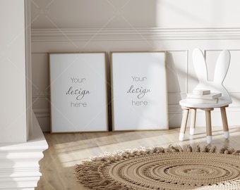 Kids Room Interior Mockup, Double Frame Mockup (PSD & JPG)