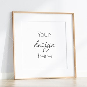 Minimalistischer Rahmen Mockup, Quadratischer Holzrahmen Mockup, Poster Mockup, Quadrat Rahmen Mockup, Rahmen Mockup für Druck, JPG PNG PSD