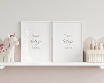 Maqueta de marco rosa para habitación infantil, interior de guardería (PSD y JPG)