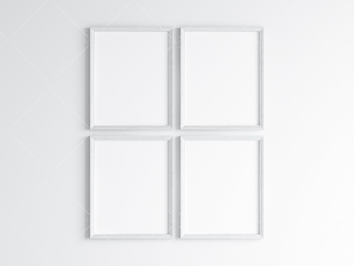 Four White Frames Mockup 5x4 Ratio Poster Mockup Minimalist Etsy