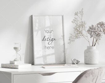 Minimalist Vertical Frame Mockup, Poster Template (PSD & JPG)