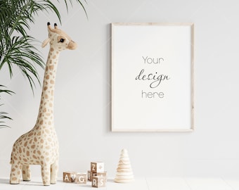 Nursery Frame Mockup, Modern Kids Room Frame Mockup, Vertical Nursery Mockup, Portrait Frame Nursery Interior Wall Mockup