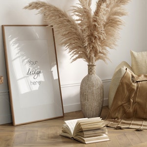 Poster Mockup, Frame Mockup in Cozy Living Room Interior, Interior Mockup