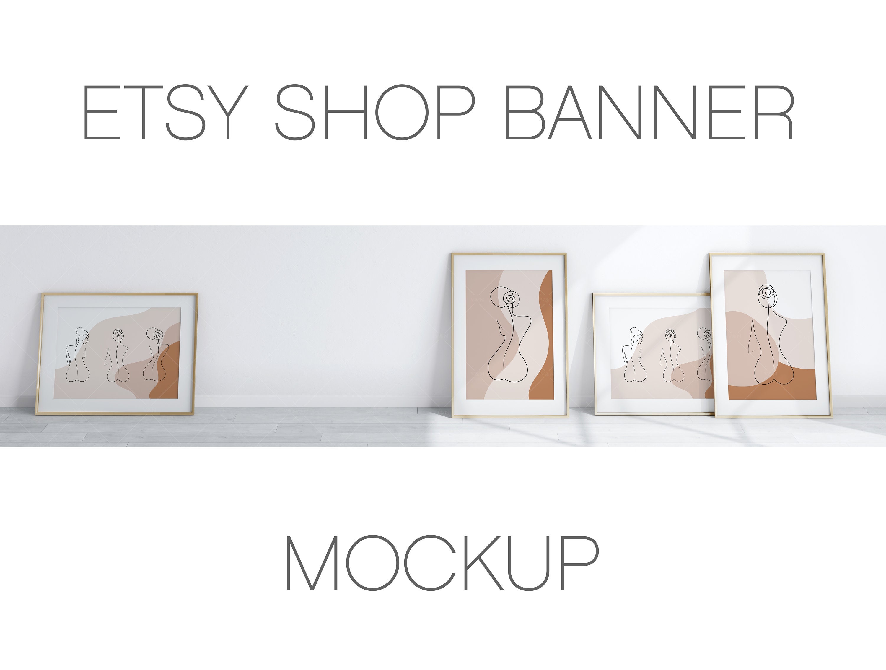 Etsy Shop Banner Mockup With Wooden Frames A1 Minimalist | Etsy