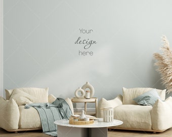 Living Room Interior Wall Mockup (JPG File)