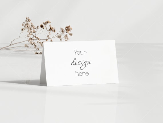 Blank Card Mockup, Minimal Folded Card, Wedding Stationery (PSD, JPG)