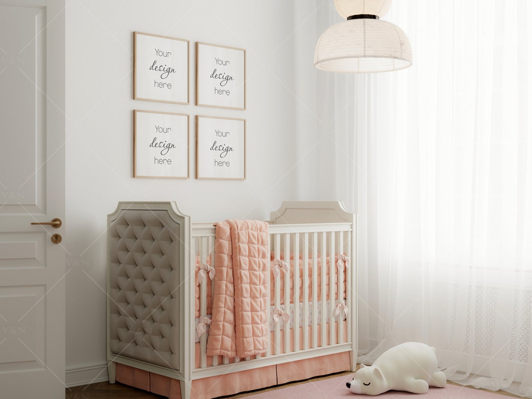 Frame Mockup in Nursery Interior, Gallery Wall Mockup in Modern Nursery ...