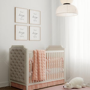 Frame Mockup in Nursery Interior, Gallery Wall Mockup in Modern Nursery Interior