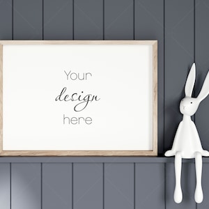 Kids Room Frame Mockup, Nursery Frame Mockup, Horizontal Frame in Modern Kids Room Interior