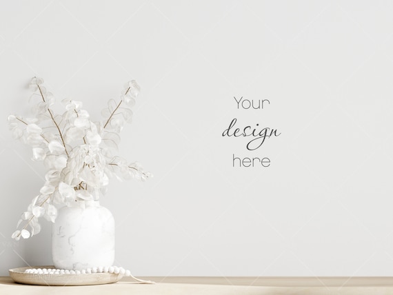 Modern Living Room Wall Mockup, Blank Wall (Digital Download)