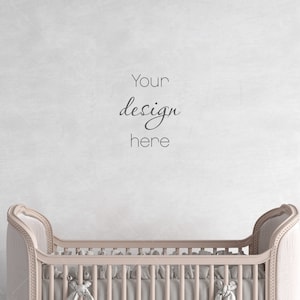 Nursery Wall Mockup, Modern Kid&#39;s Room Mockup, Children&#39;s Room Mockup, Empty Wall Nursery Interior Mockup, Minimalist Nursery Mockup
