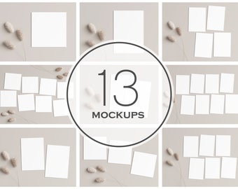 Boho Card Mockup Bundle, 5x7 and 1x1 (PSD, JPG)