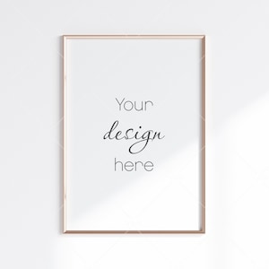 Minimalist Frame Mockup, Vertical Gold Frame Mockup A1, Poster Mockup, Portrait Frame Mockup, Frame Mockup for Print, JPG PNG PSD