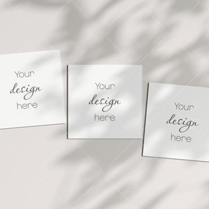 Drie Vierkante Kaart Mockup 5x7, Boho Uitnodiging Mockup, Wenskaart Mockup