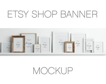 Etsy Shop Banner Mockup, Photo Frame Mockup (PSD JPEG)