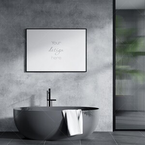 Landscape Bathroom Frame Mockup, Poster Mockup, Modern Interior Mockup, Mockup Frame