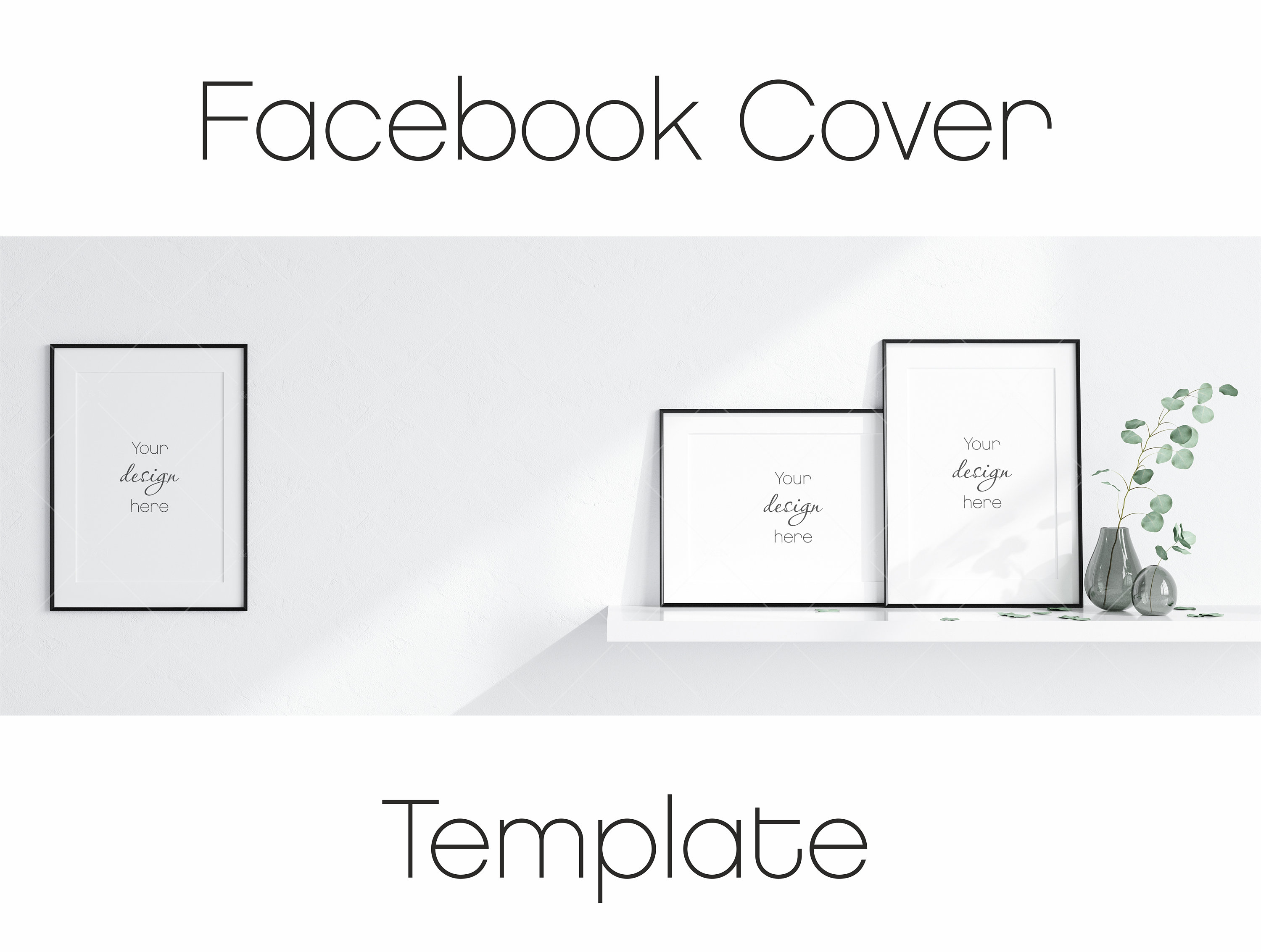 Facebook Cover Template Mockup With Black Frames A1 Etsy