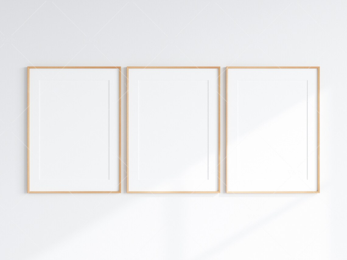 3 Minimalist Frames Mockup Three Vertical Wooden Frames | Etsy