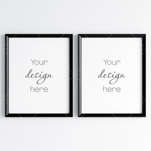 Two Black Frames Mockup 5x4 ratio, Poster Mockup, Minimalist Mockup, JPG PNG PSD