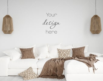 Living Room Wall Mockup, Modern Interior (Digital Download)