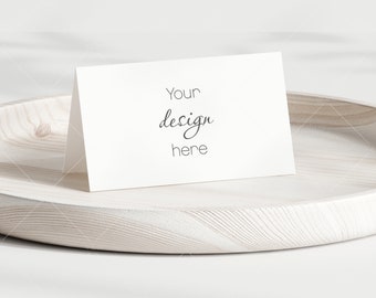 Minimalist Tent Fold Place Card Mockup, Wedding Stationery (PSD, JPG)