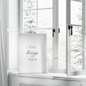 Christmas Frame Mockup, Winter Frame Mockup A3, PSD JPG