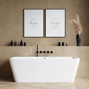 Bathroom Frame Mockup, Two Poster Frame Mockup, Modern Interior Mockup, Mockup Frame