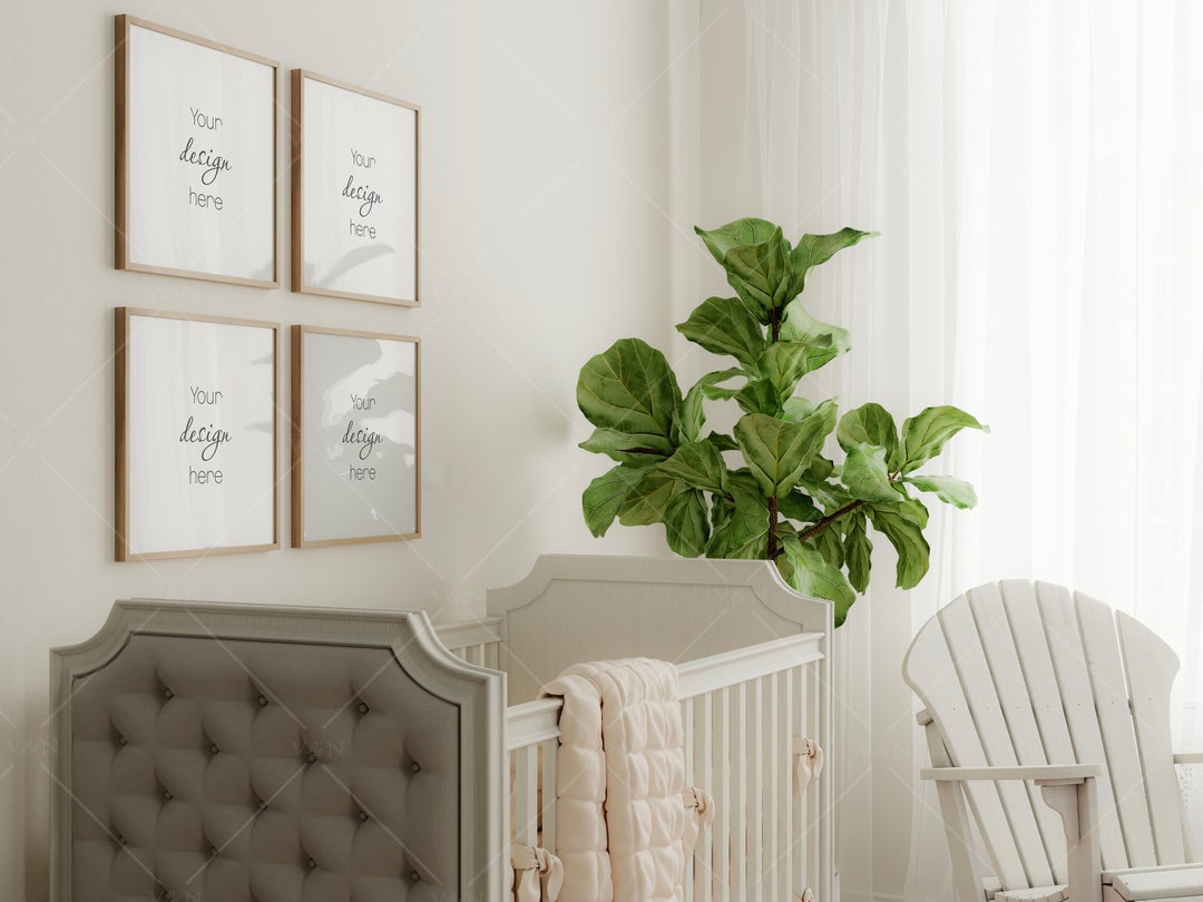 Gallery Wall Mockup in Modern Nursery Interior, Frame Mockup in Nursery ...