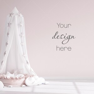 Nursery Wall Mockup, Modern Kid&#39;s Room Mockup, Children&#39;s Room Mockup, Empty Wall Nursery Interior Mockup, Minimalist Nursery Mockup