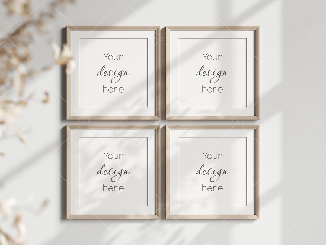 Four Square Frames Mockup in Boho, Poster Mockup, Frame Mockup for ...