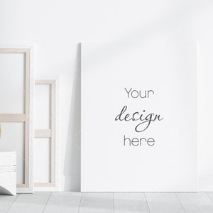 Canvas Mockup PSD, Vertical Canvas Mockup Smart Object in Photoshop, Minimalist Portrait Canvas Mockup JPG PSD