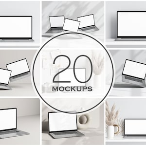 Laptop Mockup Bundle Set, JPG, PSD