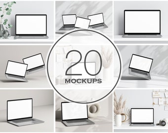 Laptop Mockup Bundle Set, JPG, PSD