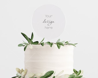 Cake Topper Mockup, Acrylic, JPEG PSD Files (Digital Download)
