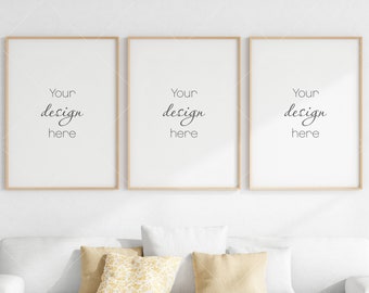 Minimalist Wooden Frame Mockup, Living Room Decor (Digital Download)