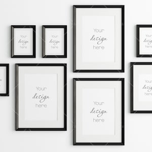 Poster Frame Mockup, Black Frame Mockup, Gallery Wall Mockup, Photo Frame Mockup, PSD JPG