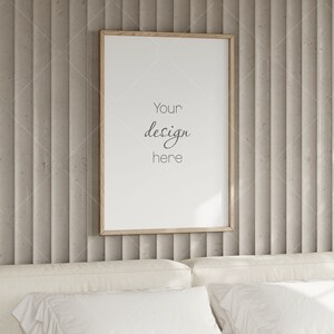 Frame Mockup in Bedroom Interior, Poster Mockup, PSD JPG