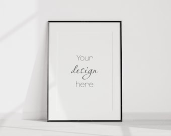 Minimalist Black Frame Mockup, Vertical A1 Poster Mockup (PSD File)