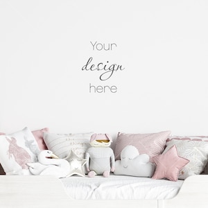 Nursery Wall Mockup, Modern Kid&#39;s Room Mockup, Children&#39;s Room Mockup, Empty Wall Nursery Interior Mockup, Minimalist Nursery Mockup