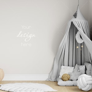 Kids Room Mockup, Nursery Wall Mockup, Children&#39;s Room Mockup, Empty Wall Nursery Interior Mockup