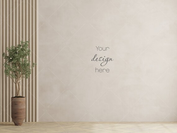 Modern Living Room Mockup, Empty Wall Background (JPG)