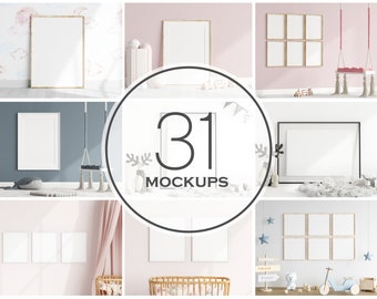 Nursery / Kids Room Frame Mockup Bundle, PSD JPG