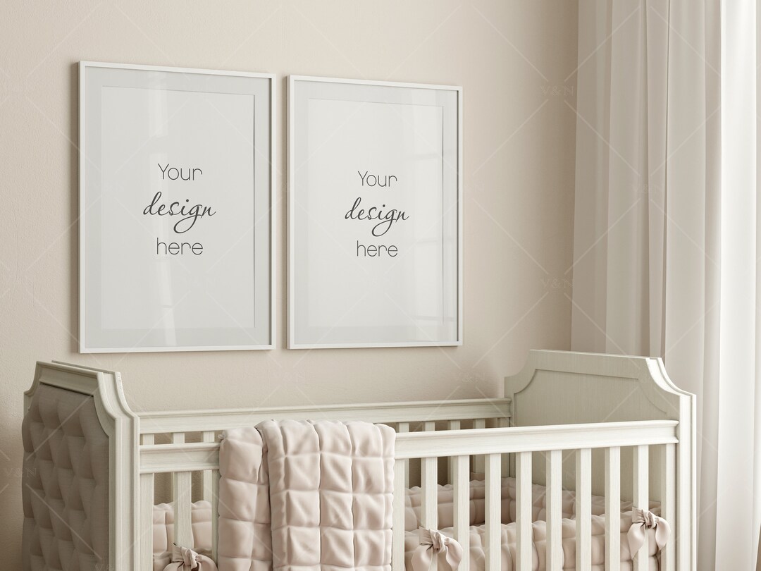 Frame Mockup in Nursery Interior, Gallery Wall Mockup in Modern Nursery ...