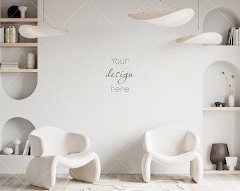 Modern Living Room Wall Mockup, Interior JPG (Digital Download)