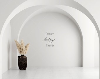 Fondo interior minimalista JPG, maqueta de pared vacía